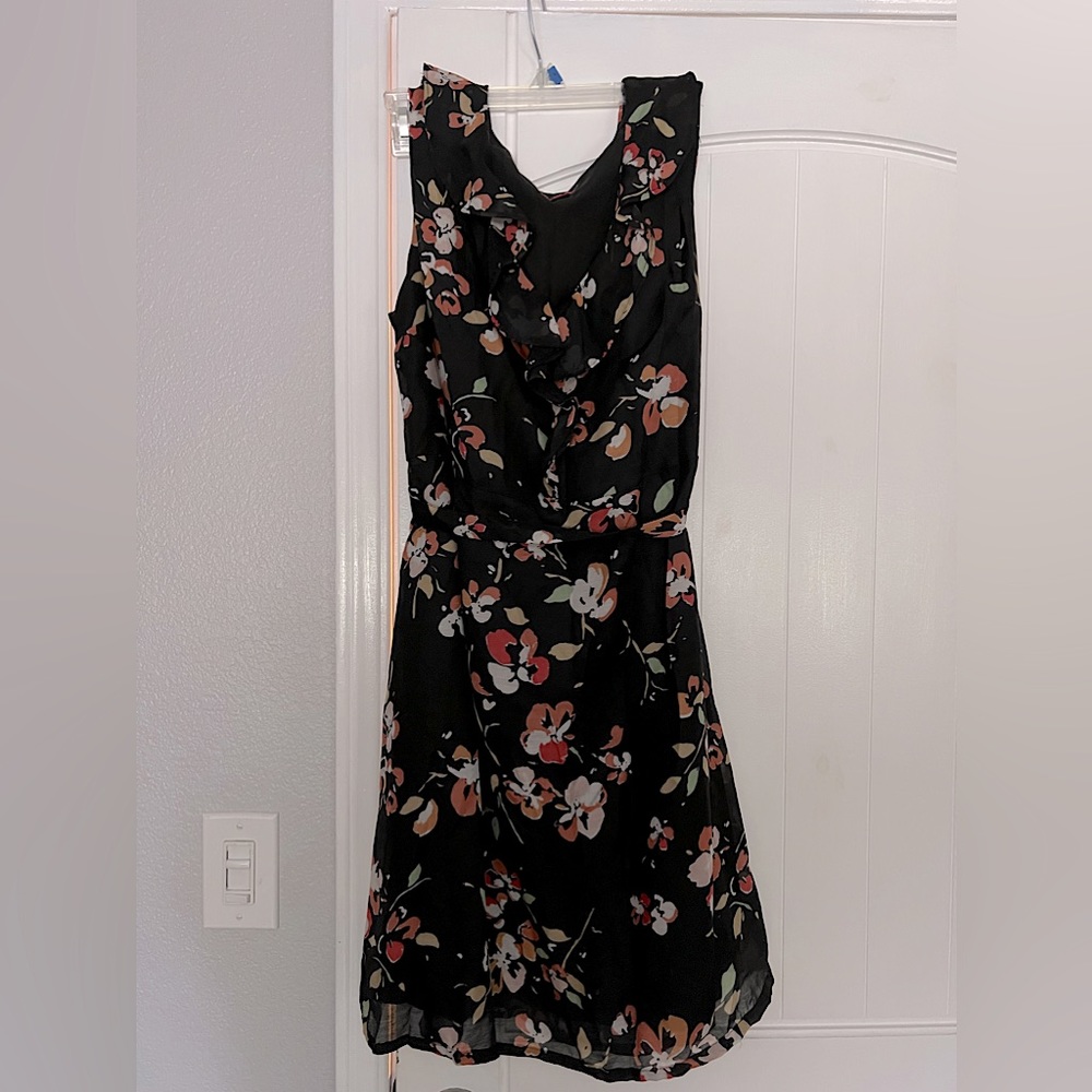 Light knee length black floral dress